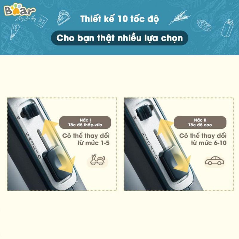 Máy Đánh Trứng Cầm Tay Bear 300W Chính Hãng - Có Que Trộn Bột