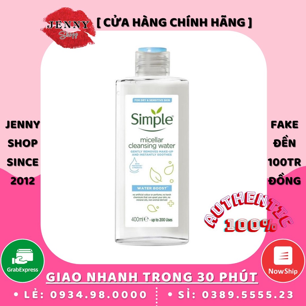 Nước Tẩy Trang Simple Xanh Dương 400ml