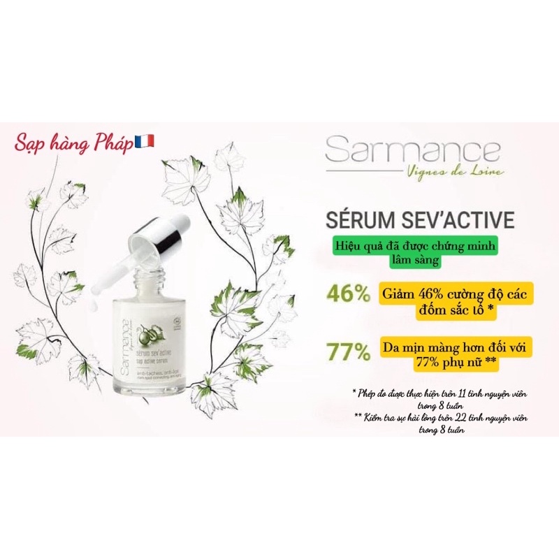 Serum Sarmance Sev’Active chiết xuất mủ nho dưỡng trắng da