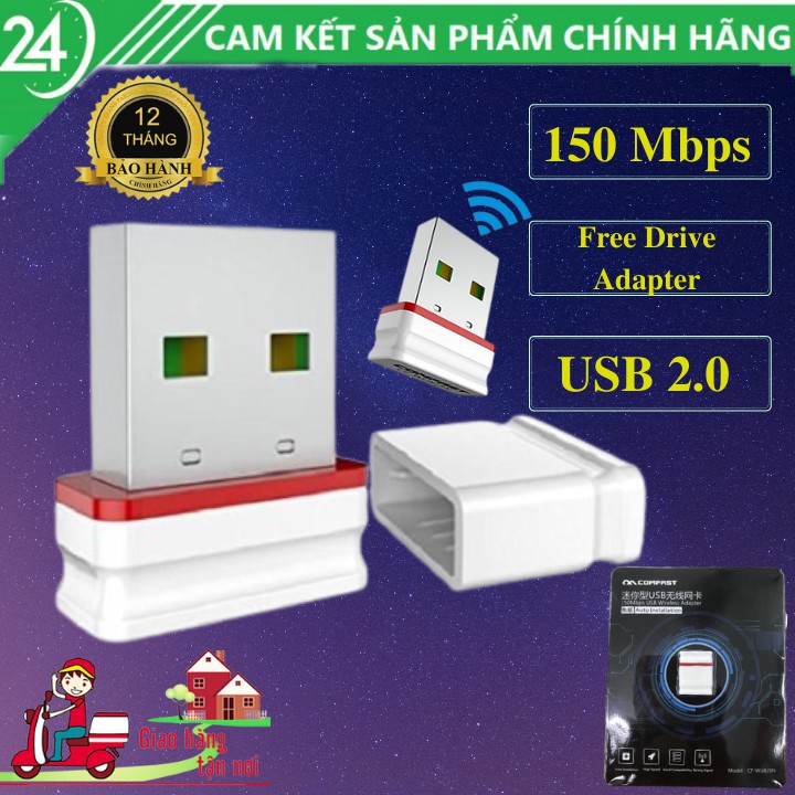 USB Thu Wifi Comfast Cf-WU815N Không Cần Đĩa Cài - Bộ Thu Tốc Độ Cao - Không Cần Driver Adapter - USB 2.0 Tiện Dụng