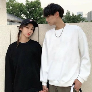 Áo nỉ sweater trơn nam nữ thu đông, áo nỉ bông da cá dày dặn, From rộng Unisex