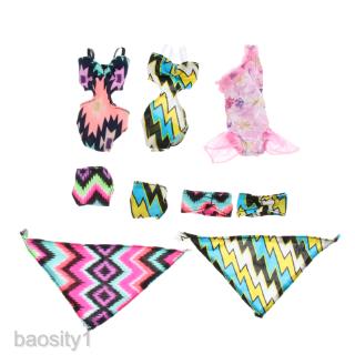 5Set Doll Summer Beach Siamese Swimwear Bikini Bathing Suits For Doll