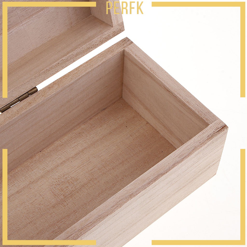 [Perfk] Hộp Gỗ Trơn Hình Chữ Nhật Không Sơn Có Khóa