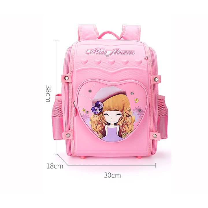 [LOẠI XỊN- ĐƯỢC CHỌN MÀU] Balo học sinh chống gù lưng siêu nhẹ Miss Flower. Cặp đựng sách vở chống gù cho bé gái