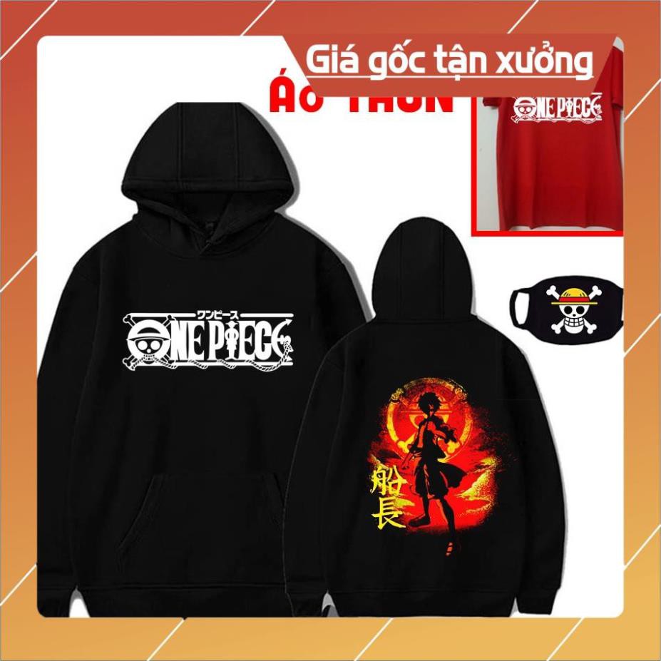 [SALE GIÁ GỐC] [KM Khủng ] Ưu đãi lớn áo hoodie Luffy mũ rơm tặng kèm áo thun bịt mặt one piece