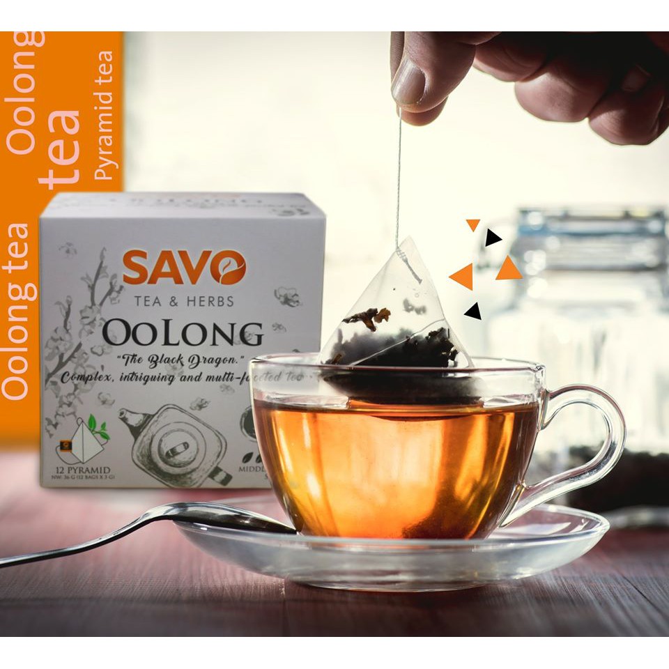 Trà SAVO Ô - Long (Oolong Tea) - Hộp 12 Túi x 3g (Pyramid)