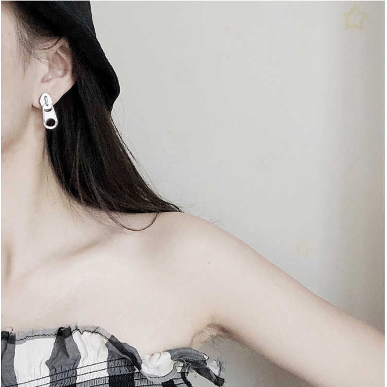 Bông tai 2261 hình đầu khóa kéo sáng tạo cho nam và nữ