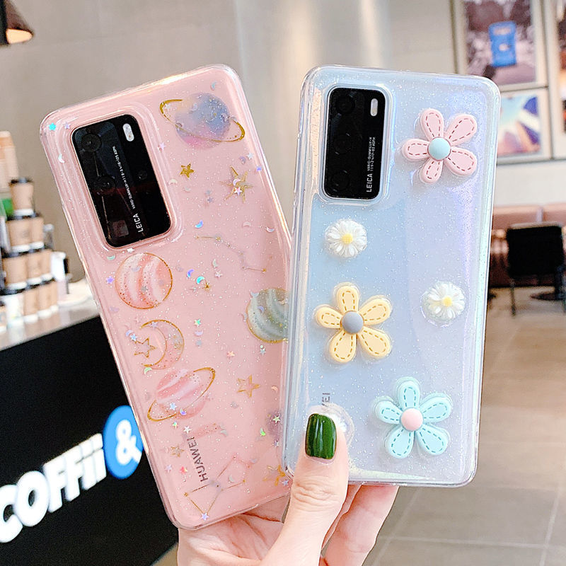 Ốp lưng điện thoại di động Huawei P30 Nova7 P40 P40pro Hoa trong suốt Mate30 Girl Ốp lưng hoa dễ thương Ốp lưng điện thoại di động Huawei P30pro P30lite Nova5T Y9 2019 Đơn giản