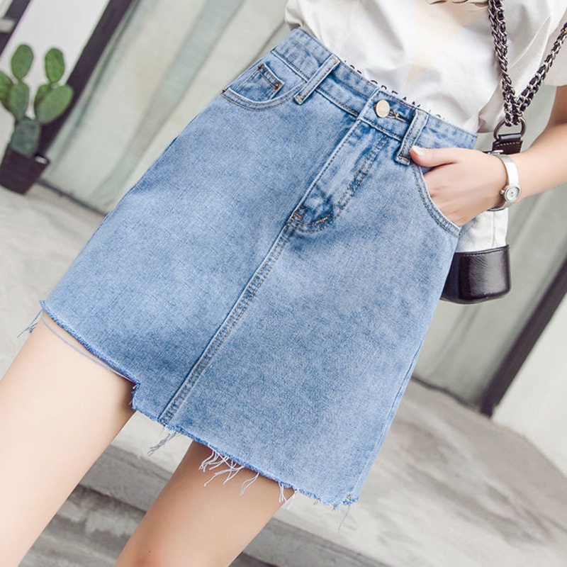 Váy Denim 157564 Chân Váy Chữ a Lưng Cao Phong Cách Retro Thời Trang