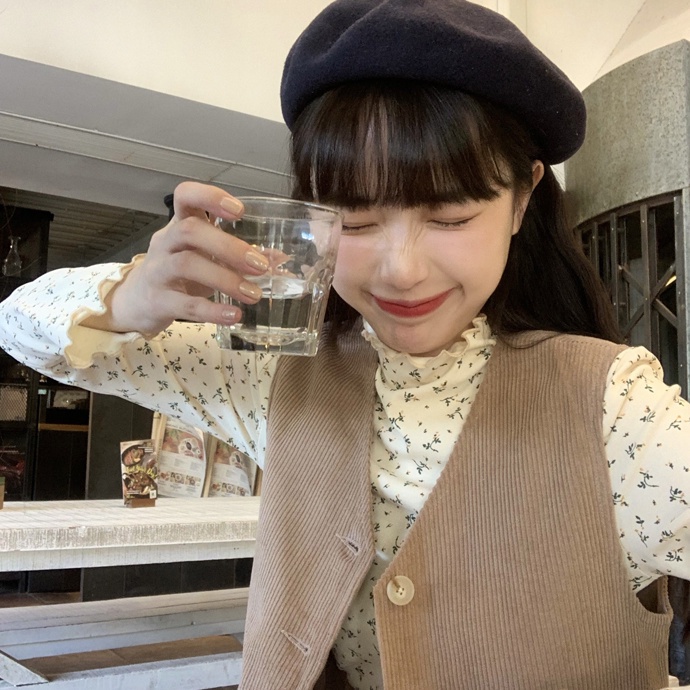 Áo Sơ Mi Cổ Cao In Hoa Phối Bèo Kiểu Hàn Quốc Thanh Lịch
