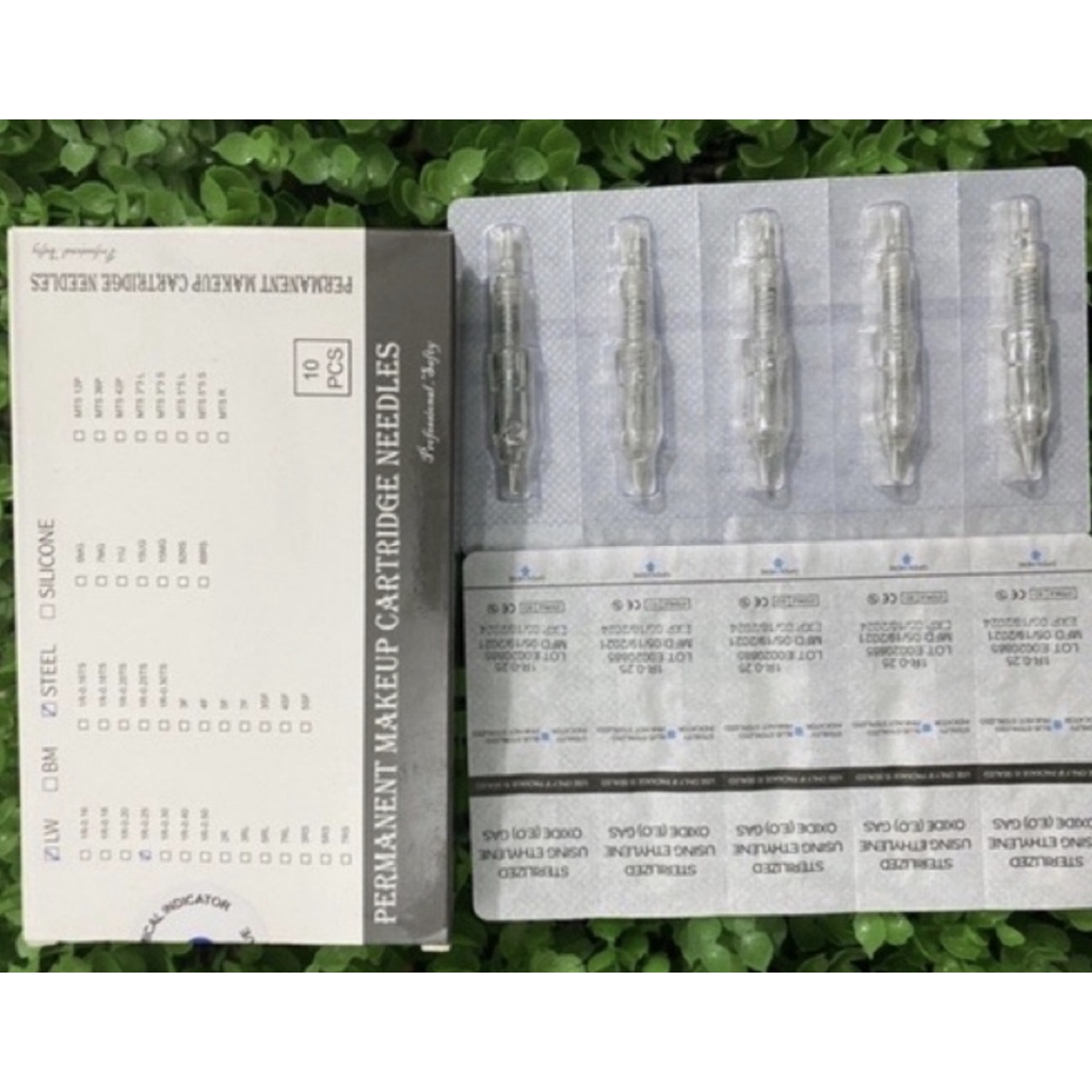 1 hộp TRẮNG (10 cái) size 0.25, 0.30 Kim máy Blackpeal Black pearl 3 đóng vỉ đóng hộp, kim sexybrow, máy kts kĩ thuật số