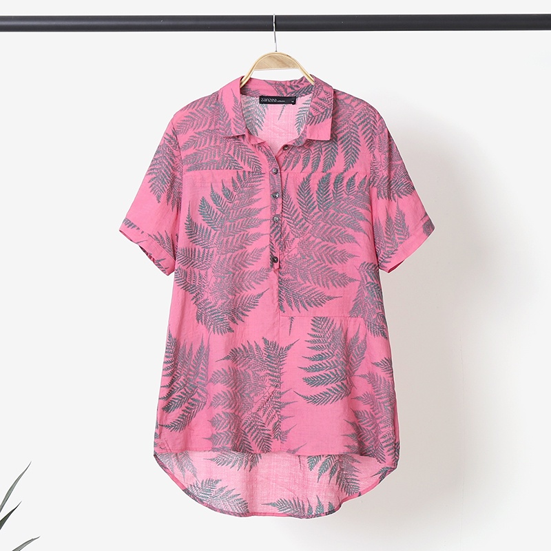 Áo Zanzea tay lửng dáng rộng in họa tiết phong cách vintage thích hợp cho nữ