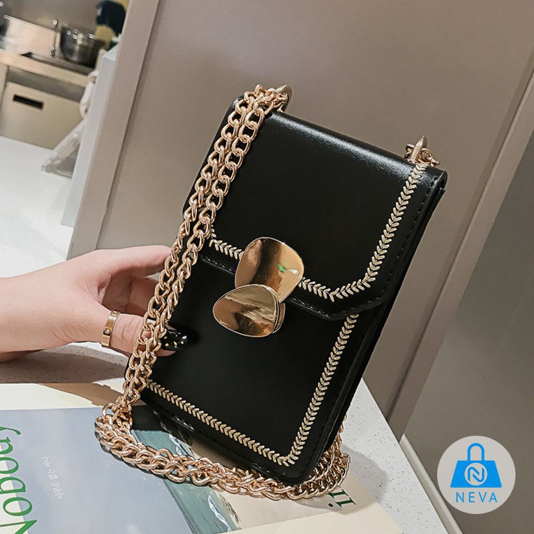 (HOT) Túi nữ dáng điện thoại dáng dọc viền chỉ sang chảnh NEVA231