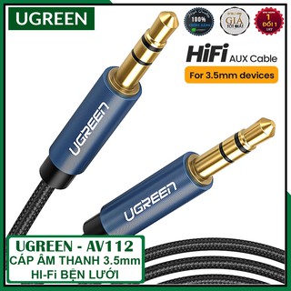 Cáp âm thanh hi-fi 3.5mm bện lưới nylon cao cấp, ugreen av112 chính hãng