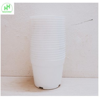 20 Chậu Nhựa Trồng Lan, Cây Cảnh Mini Fi 10cm - Màu Trắng - Cốc ươm fi 10 màu Trắng
