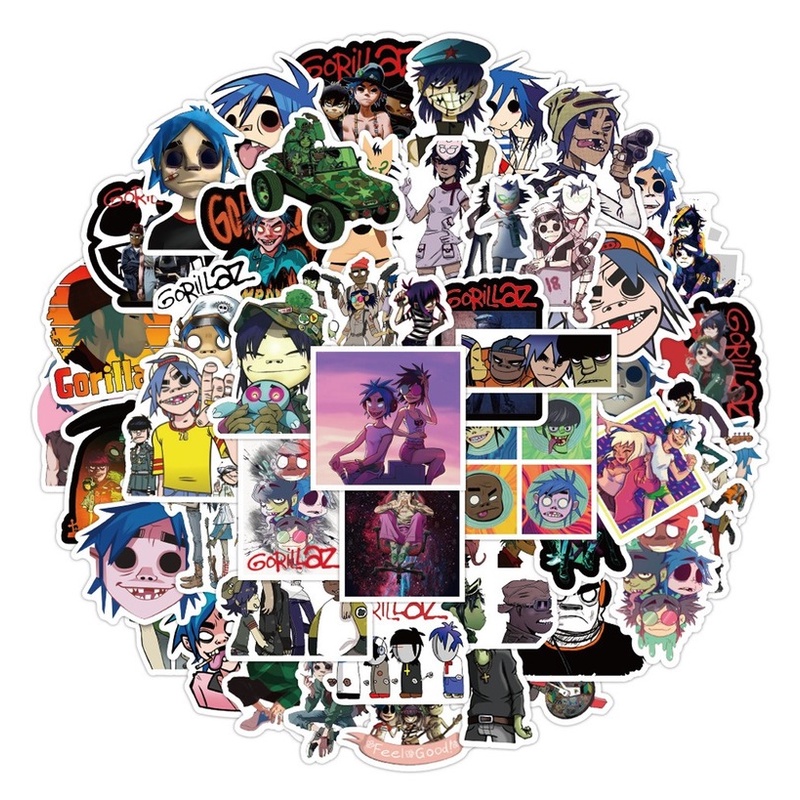 Z & M ❀ Hình Dán Gorillaz ❀ Bộ 52 Miếng Dán Chống Thấm Nước Hình Ca Sĩ Độc Đáo