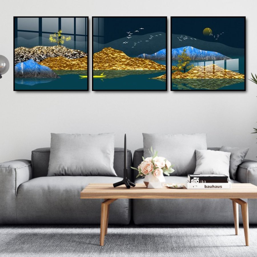 HCM Bộ 3 Tranh phong cảnh  Canvas giá xưởng - Tranh canvas giá xưởng - Tặng kèm đinh đa năng không cần khoan tường