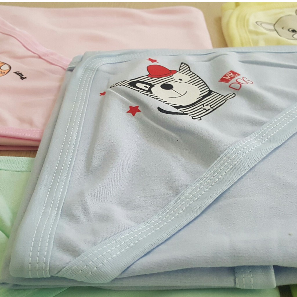 Chăn ủ sơ sinh cotton BEPIKA có mũ in hình dễ thương cho bé trai bé gái