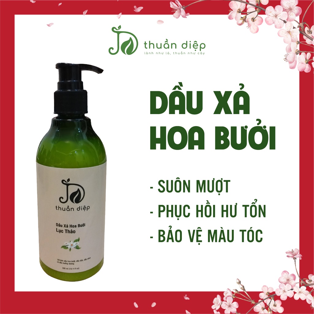 Dầu xả Hoa Bưởi Lục Thảo 300ml cho tóc uốn nhuộm, suôn mượt, giữ màu tóc nhuộm Thuần Diệp