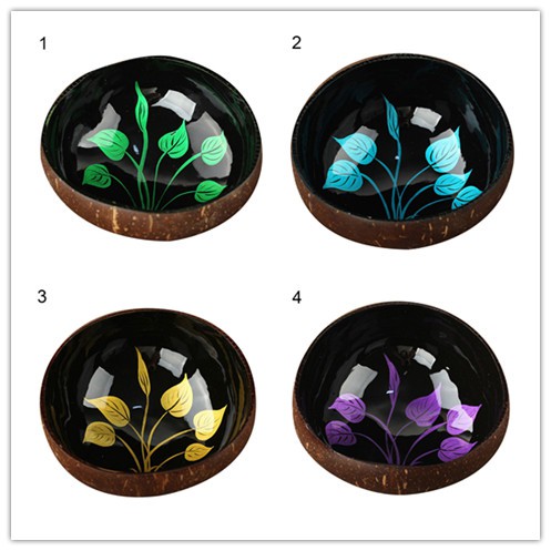 SPP_Leaf/Flower Coconut Shell Dried Fruit Food Container Keys Candy Storage Bowl