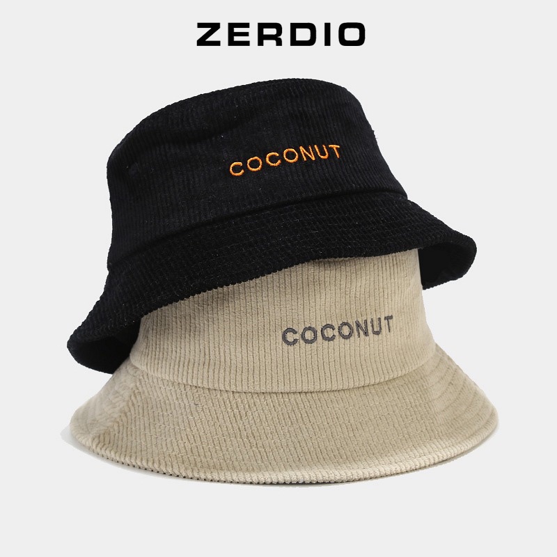 Nón tai bèo, Mũ vành tròn bucket nam nữ COCONUT nhung gân BK62 cao cấp