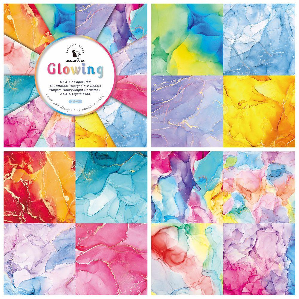 PINEVN Set 24 Tấm Thẻ Giấy 6 "X6" Hỗn Hợp Họa Tiết Màu Nước Trang Trí Thủ Công Đa Ứng Dụng