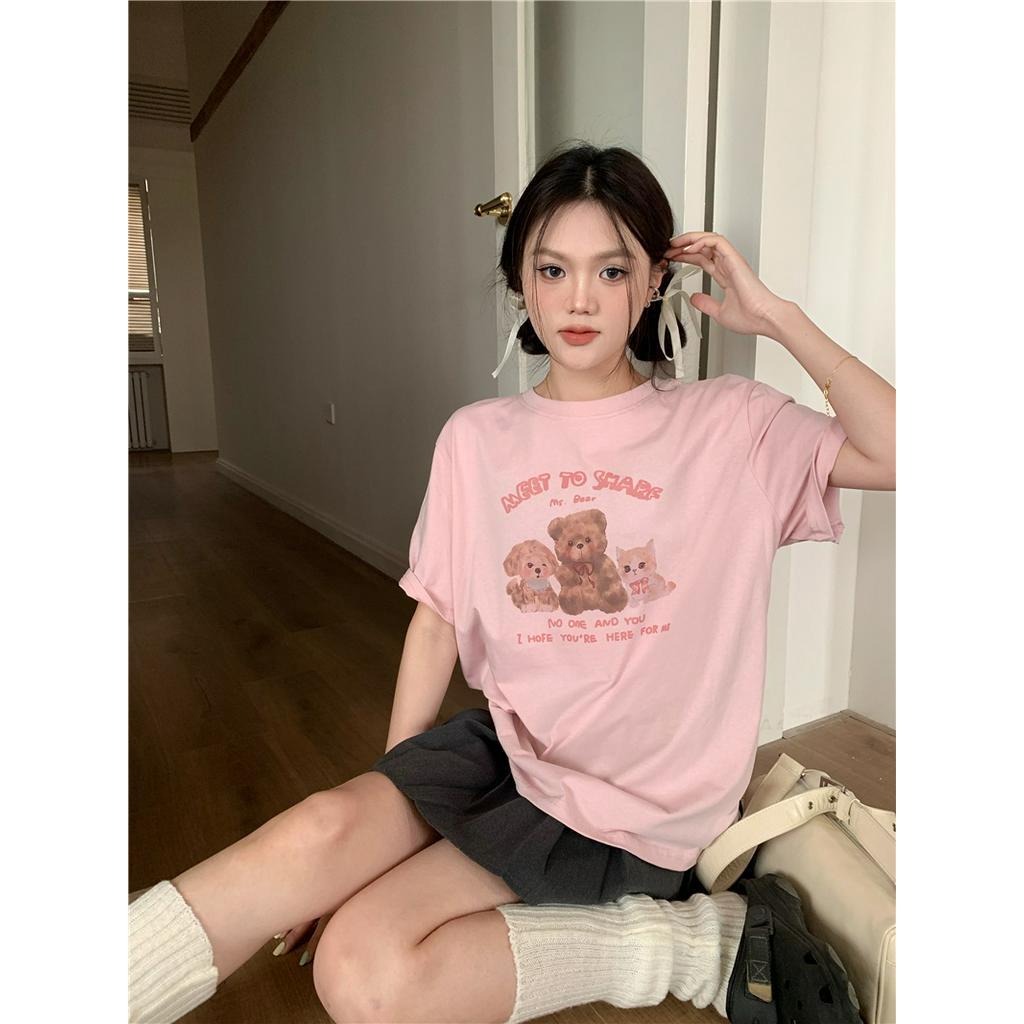 Áo Thun Dáng Rộng Ngắn Tay In Hình Trẻ Em Phong Cách Mới 62750