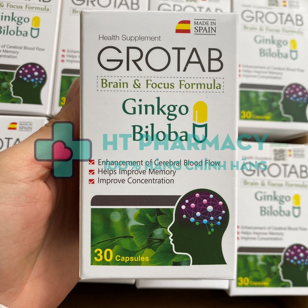Bổ não ginkgo biloba GROTAB CK - Hỗ trợ tăng cường lưu thông máu lên não
