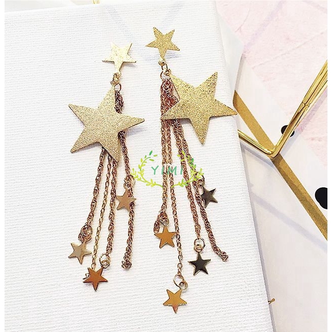Đôi Khuyên Tai Dài Phối Hình Ngôi Sao Thời Trang Cho Nữ