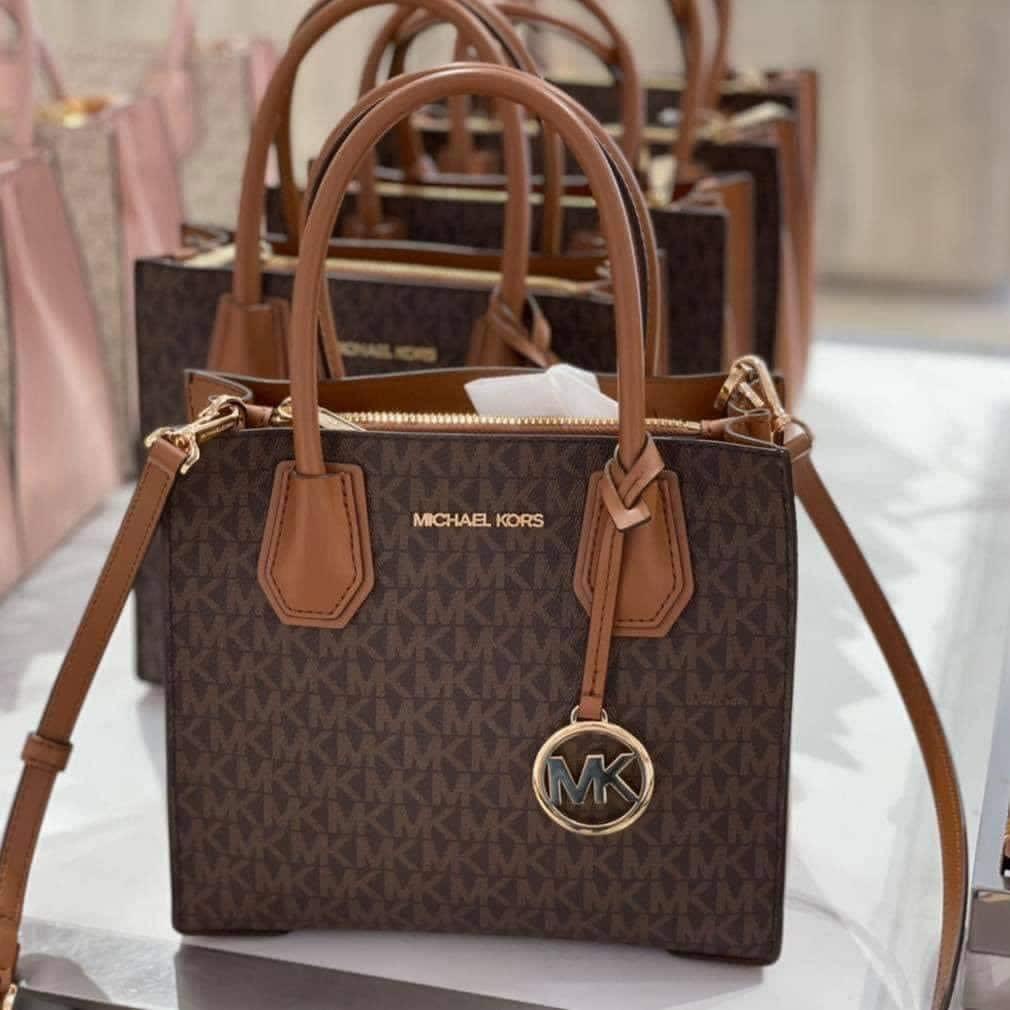 Michael Kors - Túi MK Mercer Medium Logo Leather Crossbody Bag - màu nâu