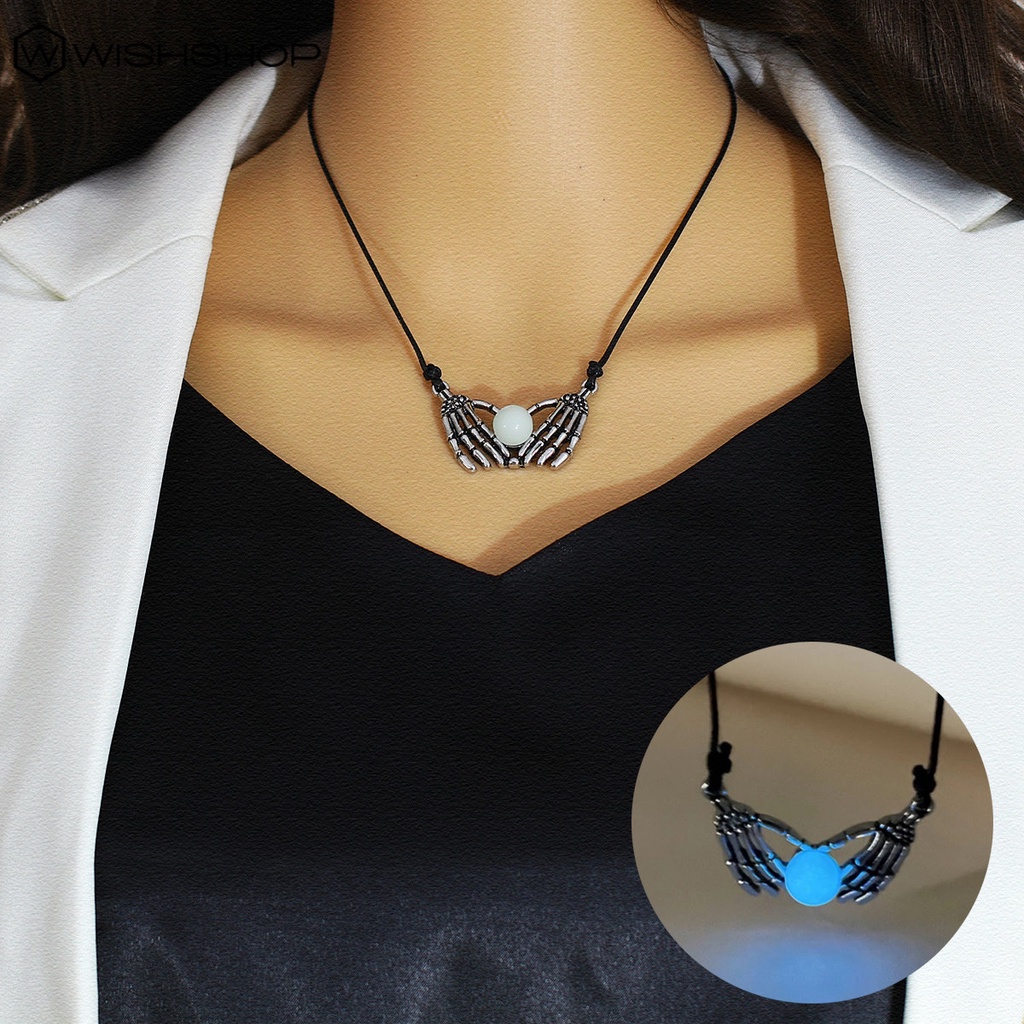 Vòng cổ Mặt Hình Móng Vuốt Ma Phát Quang Phong Cách Punk Cổ Điển