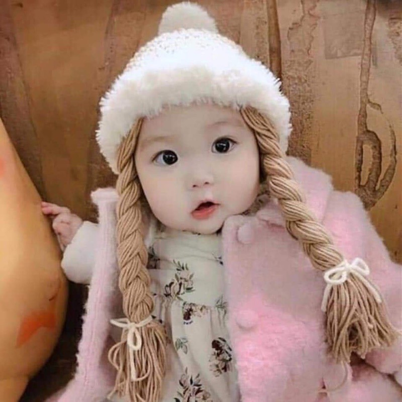 Mũ len tóc giả cho bé