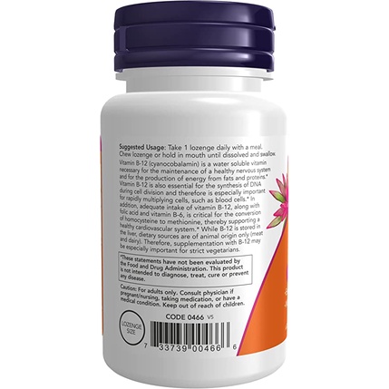100% Thuân Chay – Bổ Sung Vitamin B12 1000mcg ,Folic Acid dạng viên ngậm hãng NOW