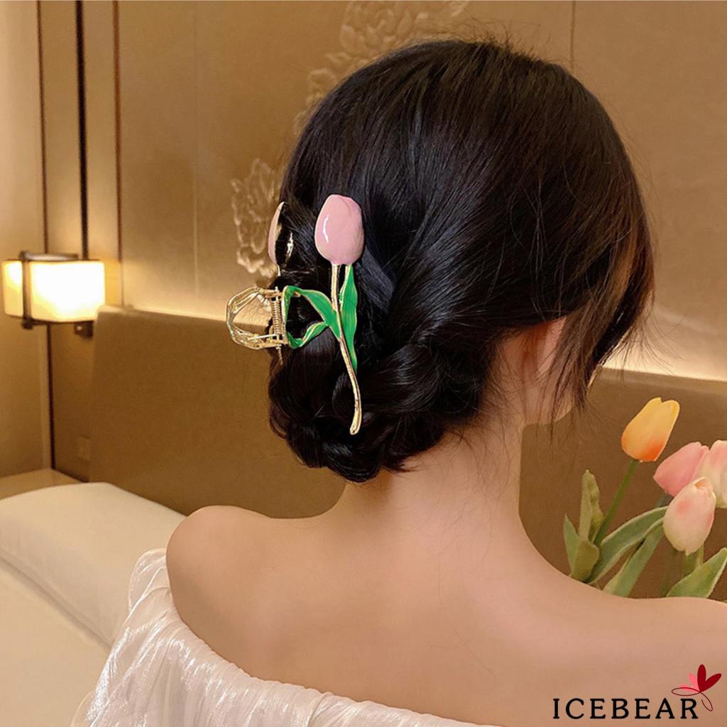 Kẹp Tóc Hình Hoa Tulip Bằng Kim Loại Dễ Thương Cho Nữ