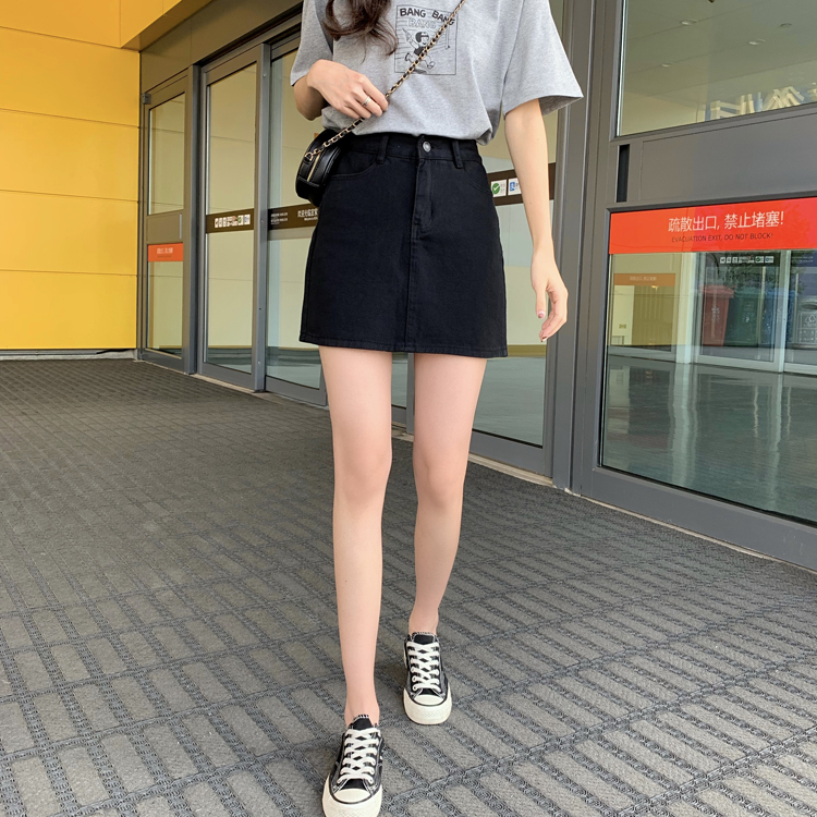 chân váy jean Chữ A Lưng Cao Trơn Màu Xinh Xắn Dành Cho Nữ 22796