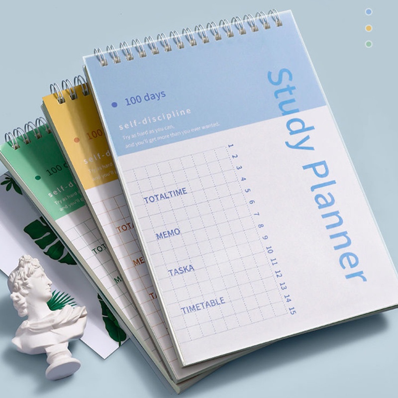 LILY* Portable 100-Day Study Planner Vertically Flipping Dual-side Printed 50 Sheets