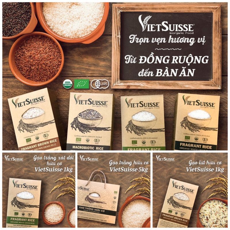 GẠO TRẮNG XÁT DỐI LỨT TÍM HỮU CƠ VIETSUISSE 1KG