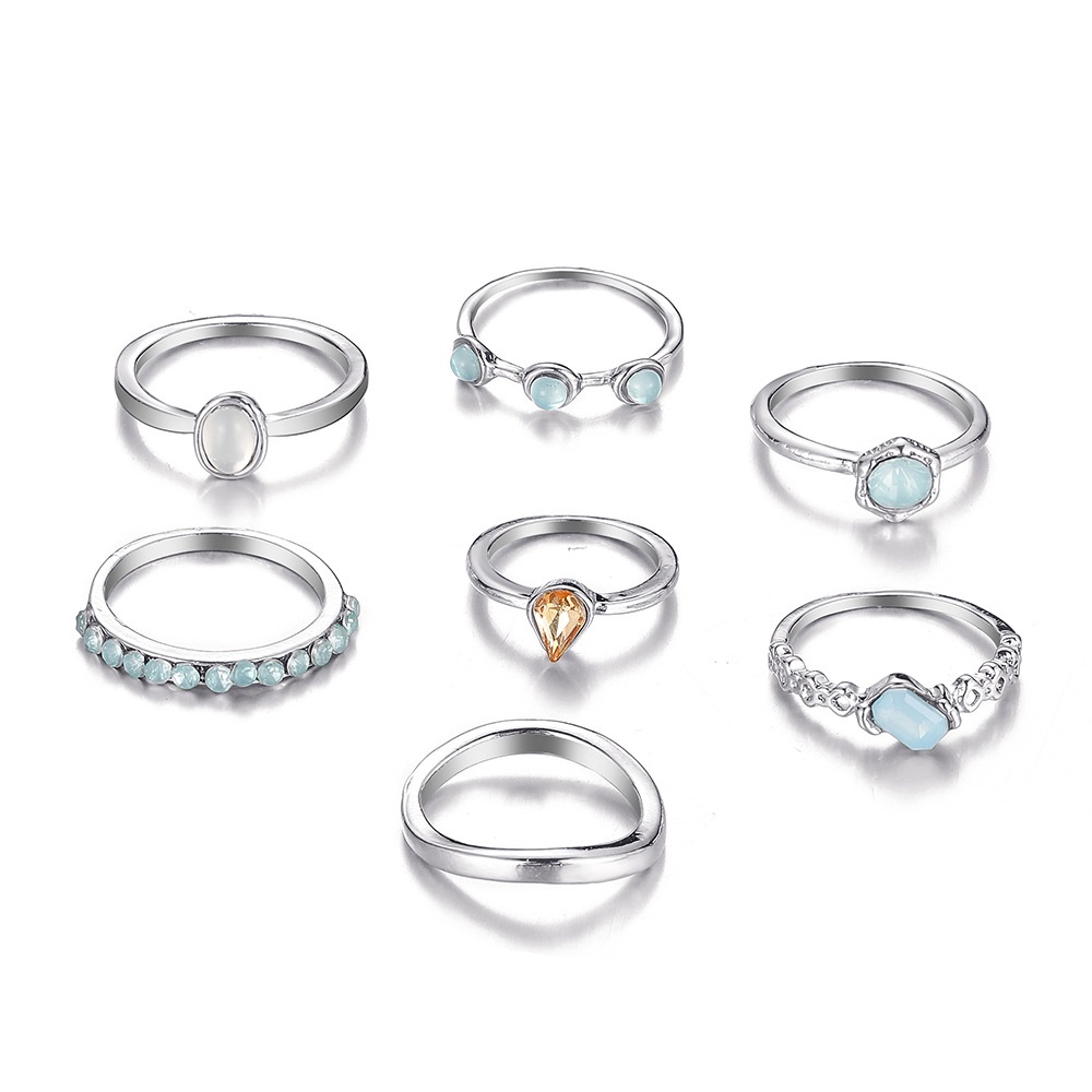 Nhẫn Đính Đá Quý Nhiều Màu Sắc | Set Phụ Kiện Trang Sức Bằng Thép Không Gỉ Mới Cho Nữ