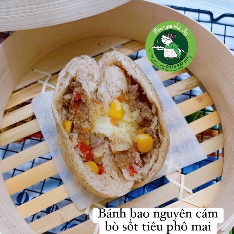 Bánh Bao Nguyên Cám - Bò Sốt Tiêu Phô Mai 145k 5 bánh