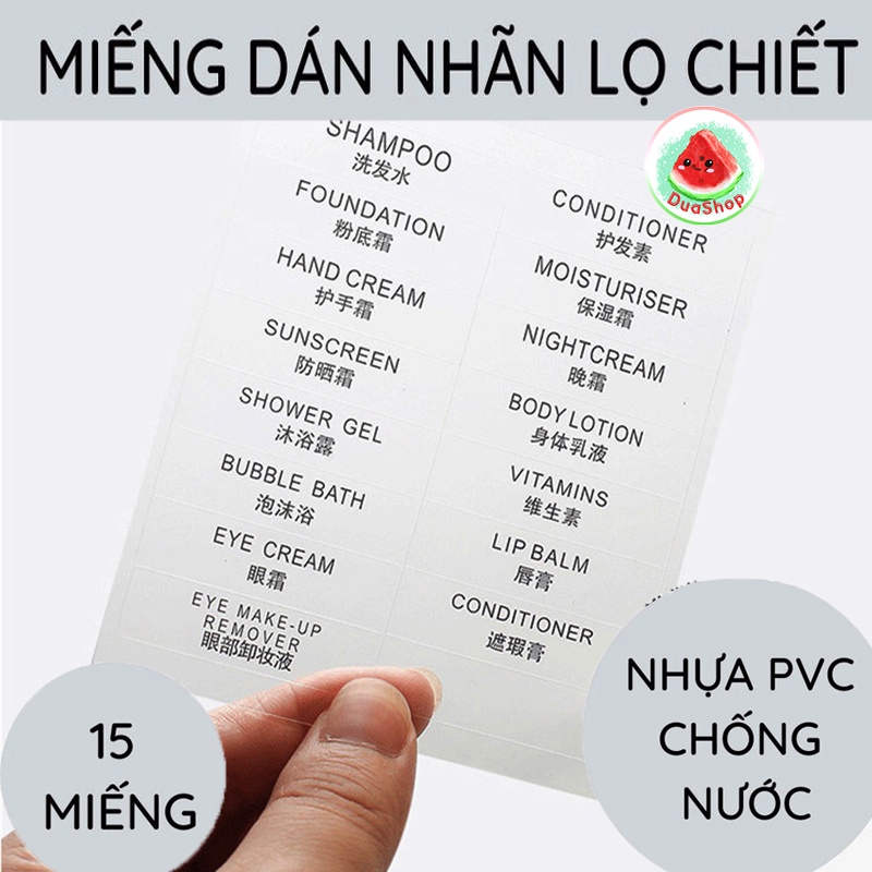 Nhãn Dán Lọ Chiết Mỹ Phẩm Nhựa PVC Chống Nước Giá RẻDuashop