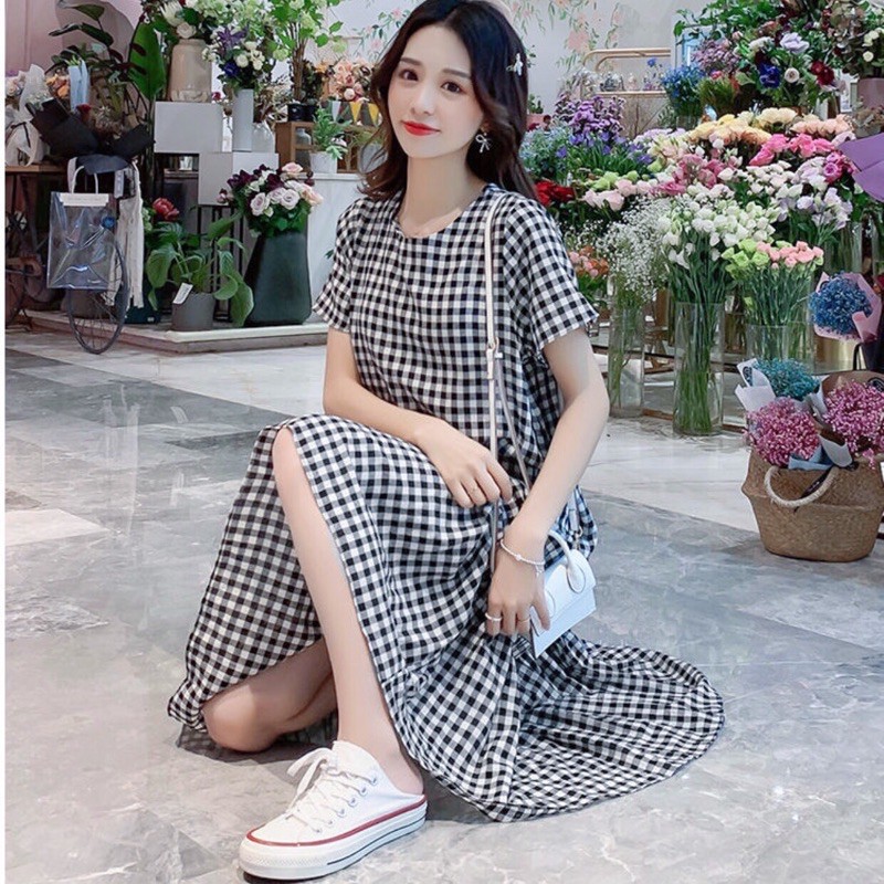 Đầm váy caro đuôi cá lệch tà (kèm hình thật) | BigBuy360 - bigbuy360.vn