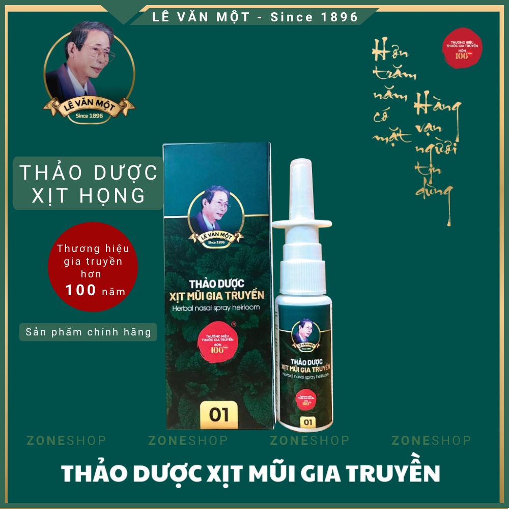 Thảo dược xịt mũi gia truyền Lê Văn Một, giảm cảm cúm, sốt, ho, đau họng, viêm phế quản, hơi thở có mùi hôi..