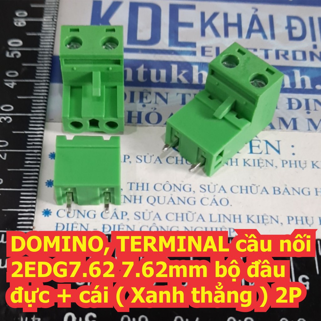 DOMINO, TERMINAL cầu nối 2EDG7.62 7.62mm bộ đầu đực + cái ( Xanh thẳng ) 2P / 3P kde6832