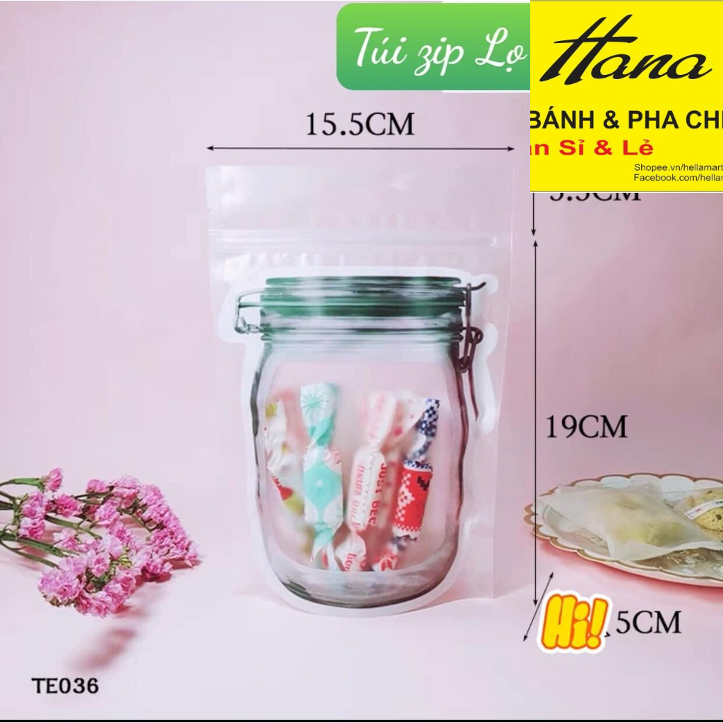 Túi zip 15x23cm đựng bánh mẫu Lọ ( 10 chiếc )