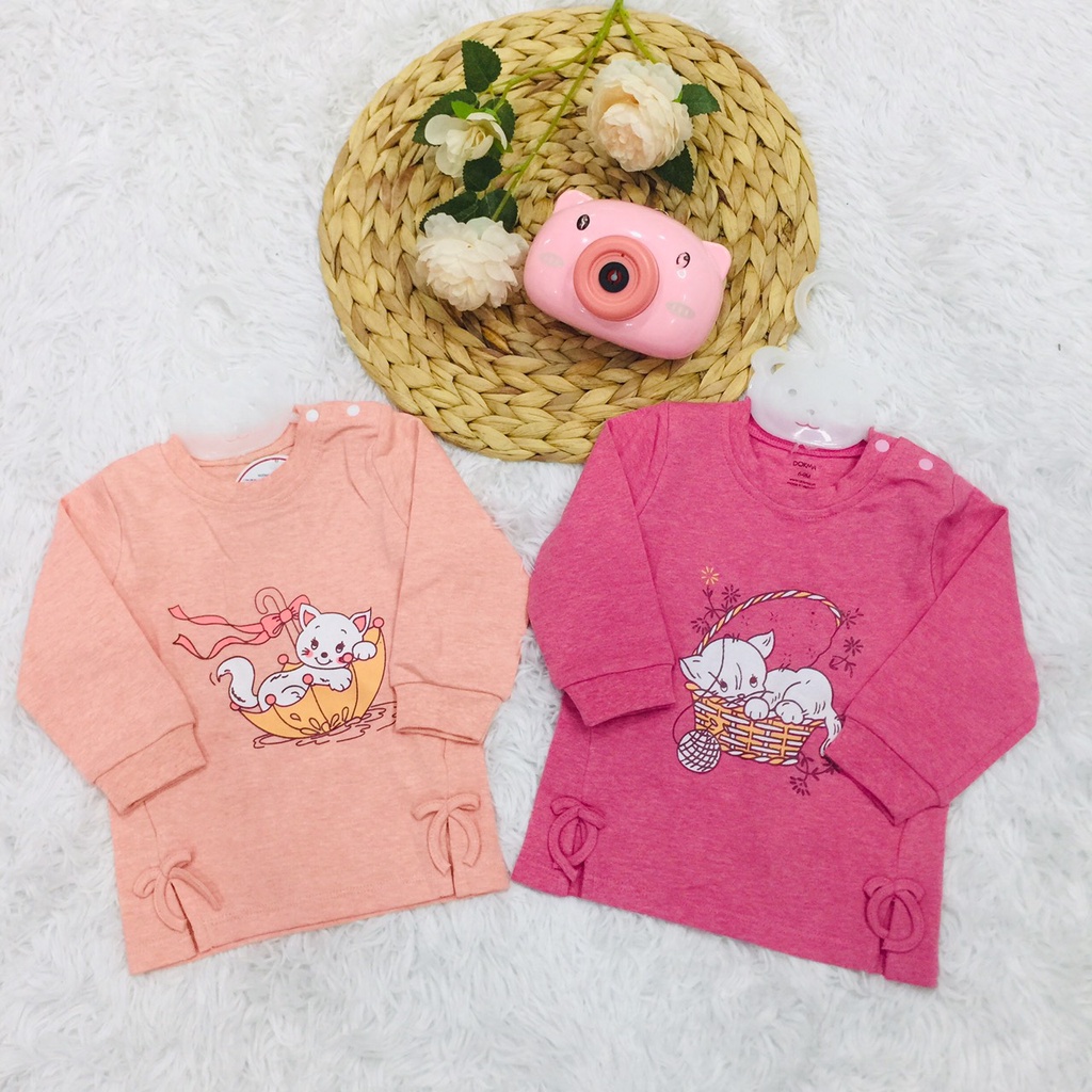 Áo thun dài tay thu đông Dokma cho bé trai bé gái chất dày dặn sale size 6-36M DMA382 Lamiha