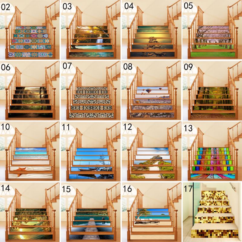 Bộ 6 Miếng Dán Cầu Thang Tự Dính Họa Tiết Đá 3d diy