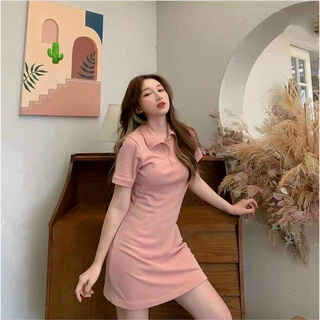 Đầm body sơ mi cổ trụ siêu đẹp chất thun Borip