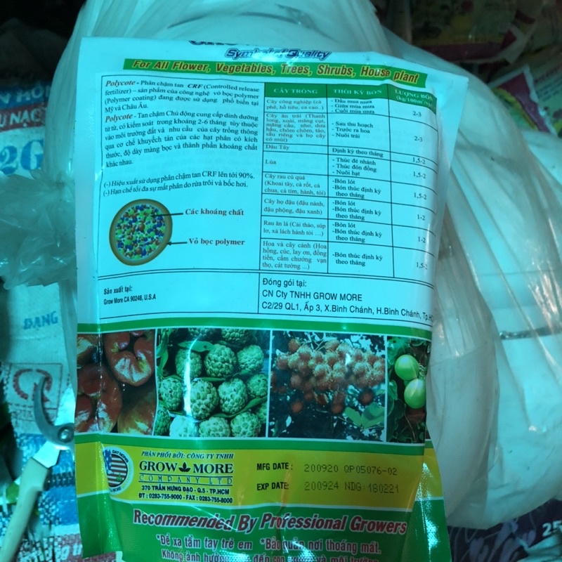 Phân tan chậm Growmore 14-14-14+TE gói 1kg