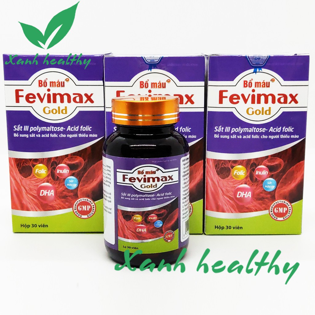 Fevimax Gold bổ sung Sắt, Acid Folic cho người thiếu máu não, phụ nữ mang thai và cho con bú - Hàng chính hãng