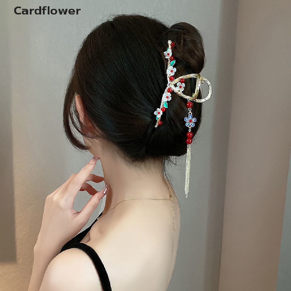 < Cardflower > Kẹp Tóc Càng Cua Hoa Hợp Kim Đính Ngọc Trai Phong Cách Trung Quốc Retro Cho Nữ